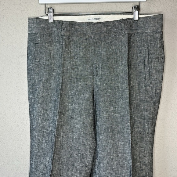Banana Republic 100% Linen Dark Marled Grey The Martin Fit Trouser Pants Size 14 - Picture 2 of 12